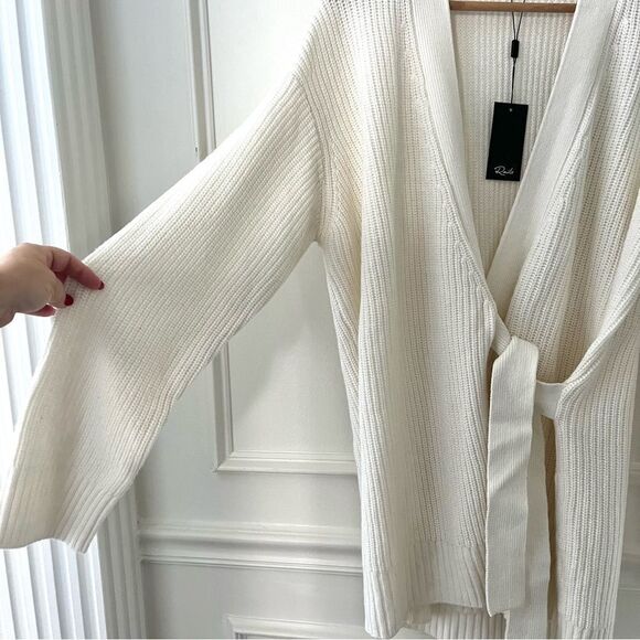 Rails Nora Longline Wrap Wool Cashmere Cardigan With Belt, Cream Size Large NWT - Picture 3 of 10